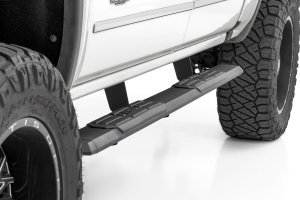 GMC Sierra 3500 HD Running Boards - Rough Country - TR2, Aluminum, 5-inch Wide, Black Powder Coat, Full-Length - Black - '07-'19